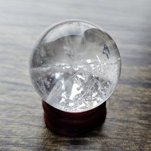 Clear Quartz Sphere w/ Holder Beautiful Inclusions Crystal Ball Gemstone